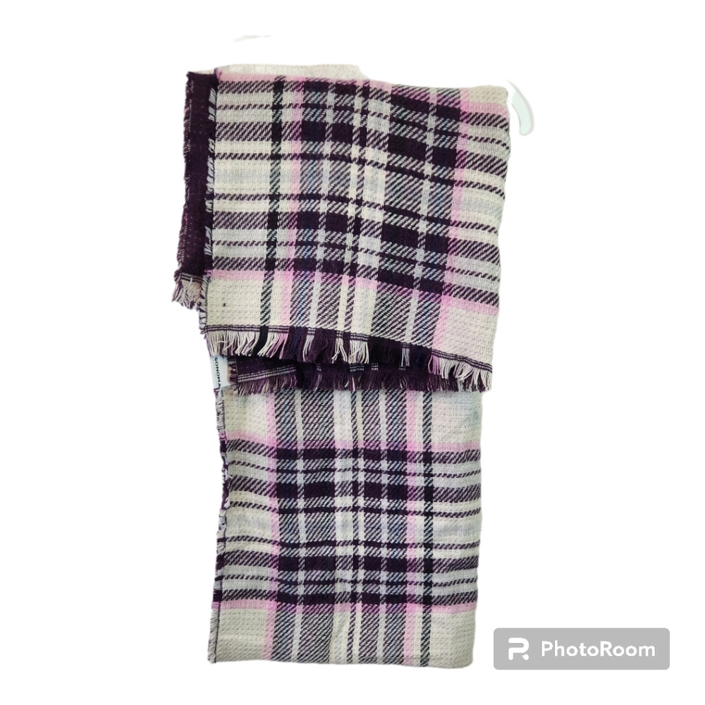 Sonoma Womens Plaid Purple Blue Pink Biege Scarf NWT